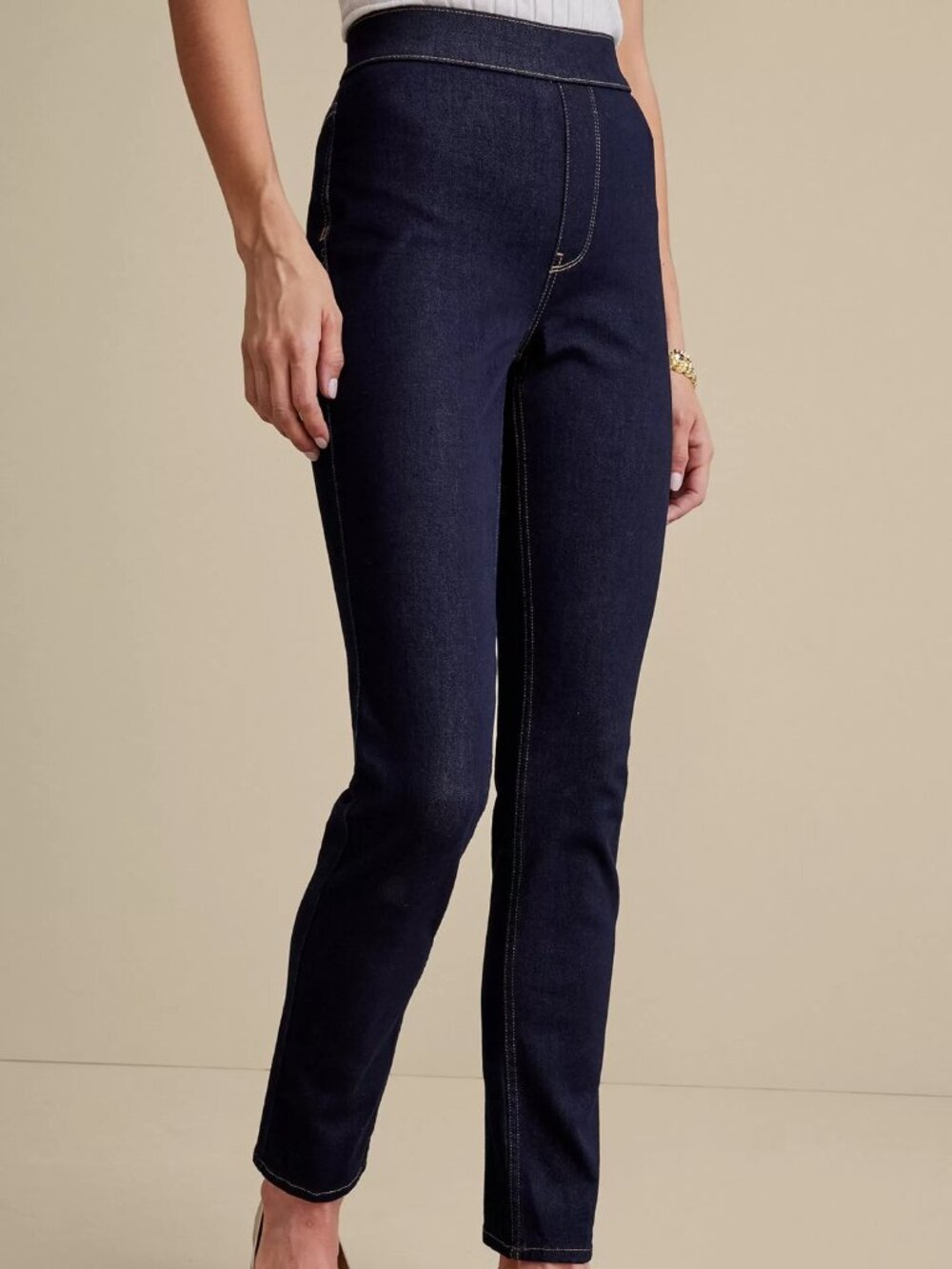 Soft Surroundings Pull On Style Jeans Denim-Blue Size MP